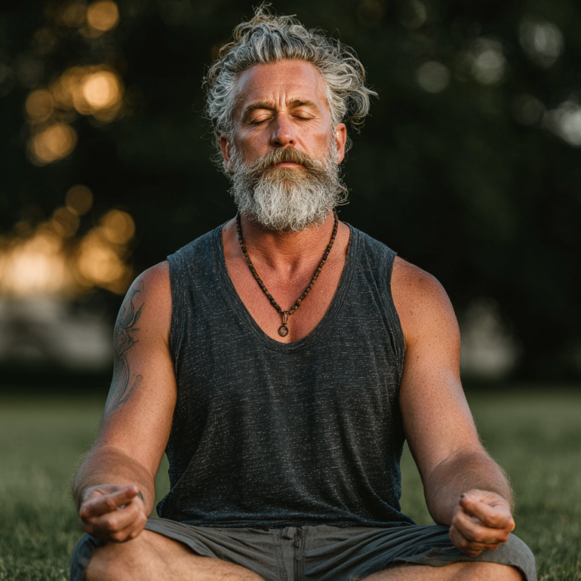 Інструктор йоги працює з пожилою людиною